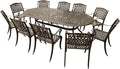 Oakland Living Rose Contemporary Modern and Ornate Mesh Lattice 95 inch Bronze Oval Ten Chairs Outdoor Aluminum Patio Dining Set, Large