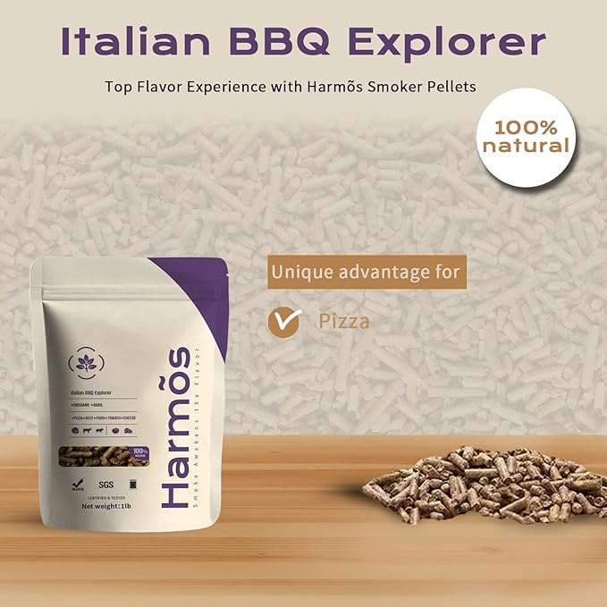 Harmos 4 Wood Pellets: Italian Flavor/Ninja BBQ, Hardwood Pellets for Smokers, 2 Sealed Packs