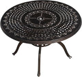 FAPOLITE Outdoor Table Cast Aluminum Round Patio Table with Umbrella Hole All Weather Outdoor Dining Table for Lawn Garden Backyard (100cm Square Lattice Round Table)