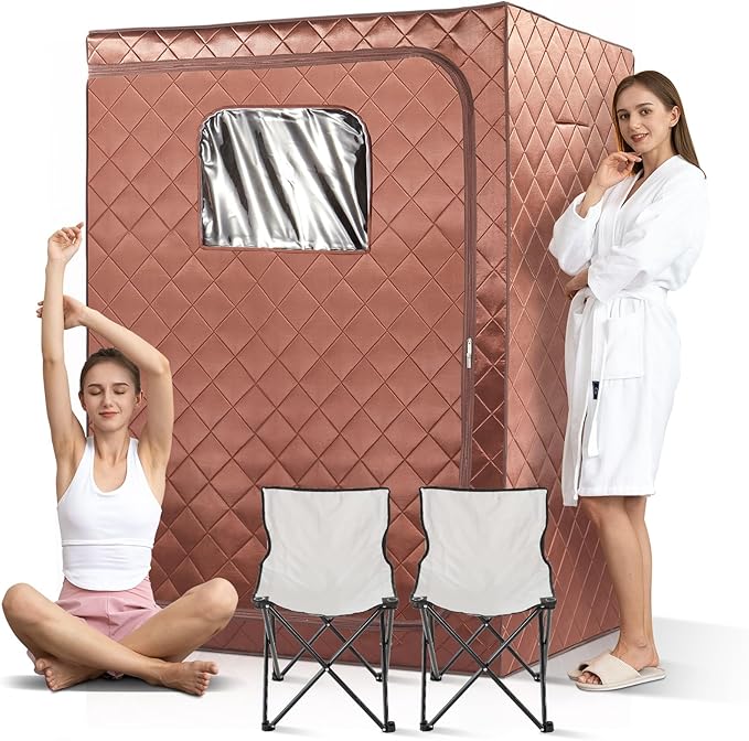 2 Person Portable Infrared Sauna, Oversize Full Body Home Sauna Spa for Relaxation & Detox, Dry Heated Saunas Tent with Remote Control, 2 Foldable Sauna Chairs(L 47.24" x W 35.43" x H 62.99")