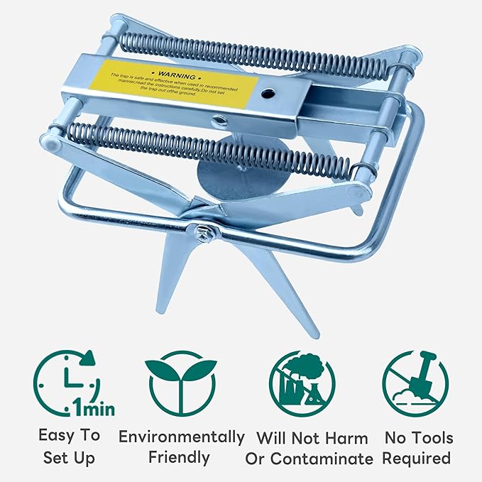 Metal Mole Trap with Spring-Loaded Mechanism, Mole Trap Killer, mole Traps That Kill Best,4-Pack Red Markers
