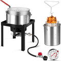 30QT Turkey Fryer & 10QT Fish Fryer Kit, Turkey Fryer Pot with Baskets and 50,000 BTU Propane Burner Stove for Party/Courtyard/Outdoor
