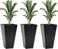 Outsunny Tall Planters for Outdoor Plants Set of 3, 28 in Taper Planters with Drainage Holes, Indoor Grande Plant Pots, Front Porch Decor (Black)
