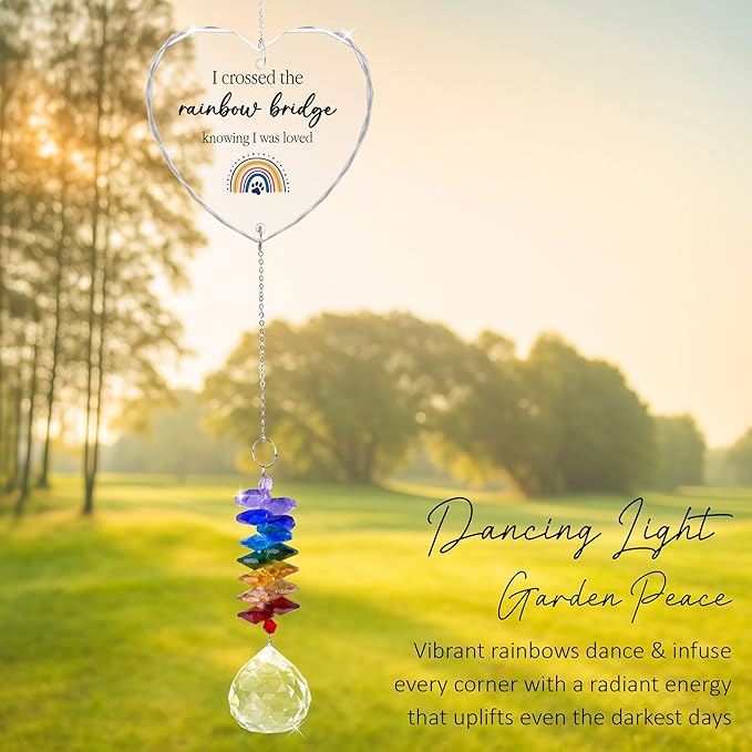 GIFTELIX Christmas Ornaments Cats Sympathy Suncatcher - Dog Cat Loss Sympathy Gift - Rainbow Crystal Prism - Bereavement Keepsake - Pet Lover Gift - Cat Memorial Gifts for Loss