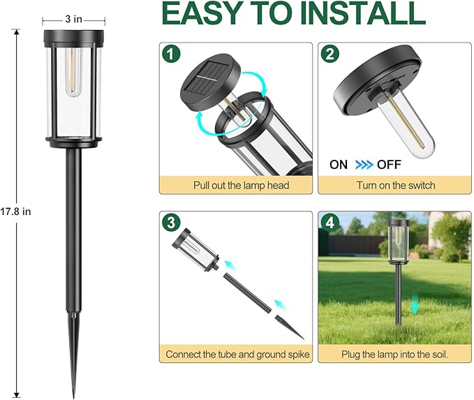 2 Pack Solar Lights Outdoor Waterproof for Garden Walkway Pathway Lawn Yard Decorative Modern Landscape Lighting. (Warm White Light, 2)