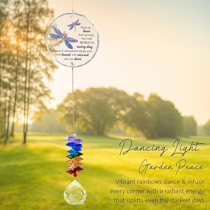 GIFTELIX Glass Suncatcher Ornament - Those we Love Don't go Away - Sympathy Gifts for Loss of Loved Ones - Bereavement Keepsake - Crystal Rainbow Maker - Hanging Crystal Decor - Daily Remembrance