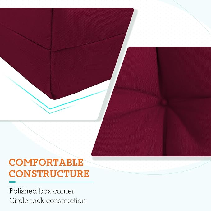 EAGLE PEAK Tufted Outdoor/Indoor High Back Patio Chair Cushions, Set of 4, 46'' x 22'', Red Purple