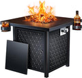 Ciays Propane Fire Pit, 28 inch Fire Pit Table with Two Cup Holders, 50,000 BTU Steel Gas Fire Pit with Pulse Ignition System, Perfect for Patio, Garden & Backyard Gatherings, CIFPT11B, Black
