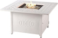 Square 42 in. x 42 in. Aluminum Propane Fire Pit Table with Glass Beads, Two Covers, Lid, 57,000 BTUs in Grey Finish
