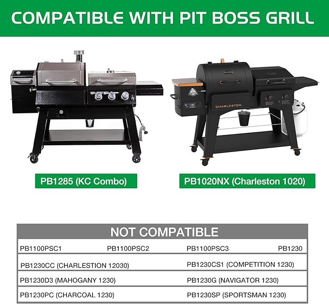 Charleston Flame Broiler Kit for Pit Boss KC Combo Platinum Series Smoker Replacement Parts PB1285KC PB1020NX Pitboss Pellet Grills Heat Deflector Slide Cover Bottom Plate 60355 31141 BBQ Accessory