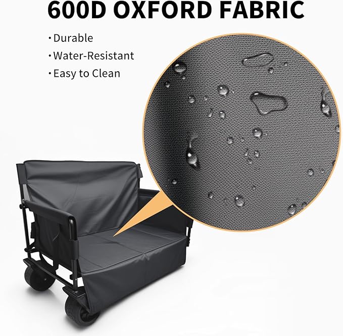 Collapsible Folding Wagon, Foldable Beach Wagon Cart with 300L Storage Collapsible 330LBS Folding Cart Adjustable Handle, Outdoor Utility Wagon for Groceries, Camping, Sports, Shopping(Black)