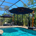 PURPLE LEAF 13ft Patio Umbrella Outdoor Round Umbrellas Large Cantilever Umbrella Windproof Offset Umbrellas Heavy Duty Sun Umbrella for Garden Deck Pool Patio, Navy Blue