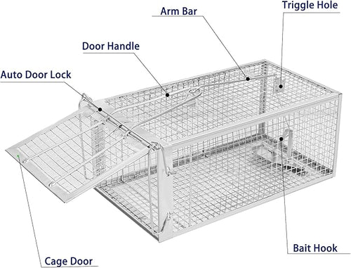2 Pack Humane Rat Traps - Rodent Trap for Squirrel Mouse Mice, Live Rat Traps Catch & Release for Indoors and Outdoors(12.6''*5.5''*4.7'')
