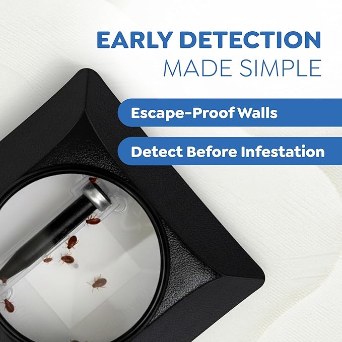Riddy Bed Bug Detection Kit, Bed Bug Trap and Lure for Early Detection and Monitoring, Safe for Mattress, for Home or Travel, 4 Pack (Includes 4 Traps and 4 Lures)