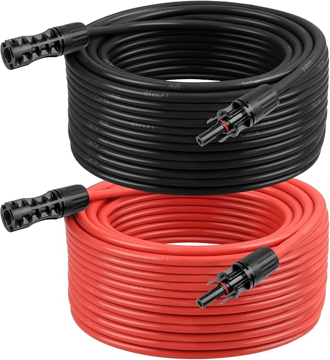 8 AWG Solar Extension Cable 100FT Black + 100FT Red, 8 Gauge Solar Panel Wire Male to Female Tinned Copper Wire for Solar Panel, Automotive, RV, Boat, Outdoors