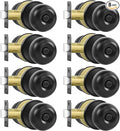 RAZCC Privacy Door Knobs, 8 Pack Matte Black Door Knobs with Lock, Bed and Bath Door Knob Interior Keyless Locksets, Round Door Handles Reversible for Left Right Handed Doors