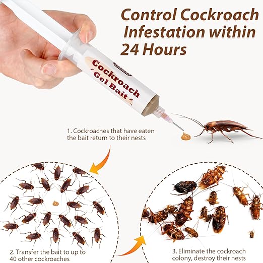 Cockroach Gel Bait, Roach Killer Gel Ready to Use, Control German, American, and Oriental Roaches, Indoor and Outdoor Use (4 Tubes x 30-Grams)