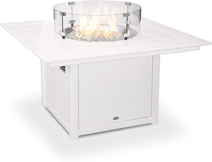 POLYWOOD® Square 42" Fire Pit Table (White)