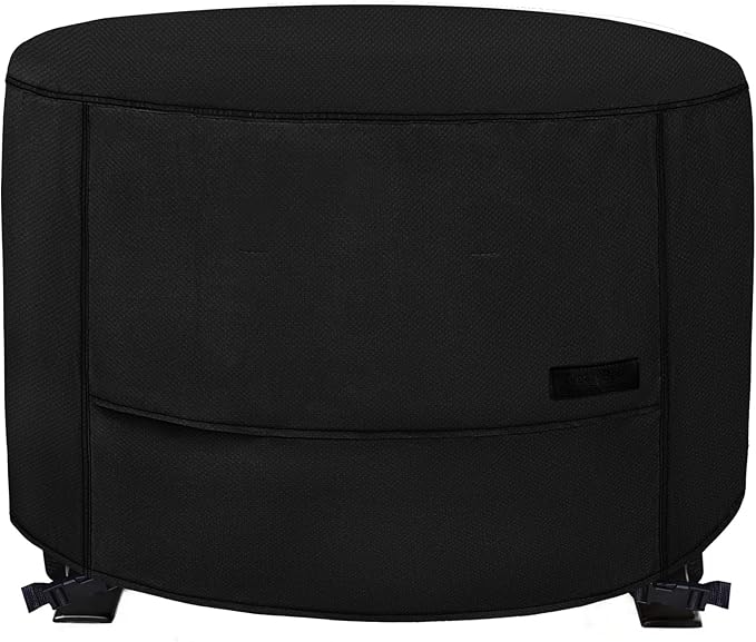 NettyPro Fire Pit Cover Round Waterproof Outdoor Firepit Cover for Gas Propane Fire Pit Table, 28 x 18 inch, Black