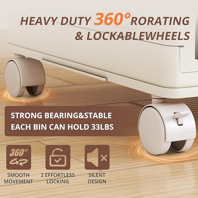 Extra Large Stackable Storage Bins, Folding Plastic Boxes with Magnetic Doors and Wheels, 6 Pack Stackable Containers, Collapsible Closet Organizer Cubes for Bedroom, Dorm, Garage, Christmas Gift