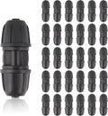 Kalolary 30PCS Drip Irrigation Fittings 1/4" Irrigation Tubing Coupling Lock Barbed Coupling for Drip Irrigation Tubing Anti-Drop Irrigation Coupling for Garden Drip Irrigation Parts