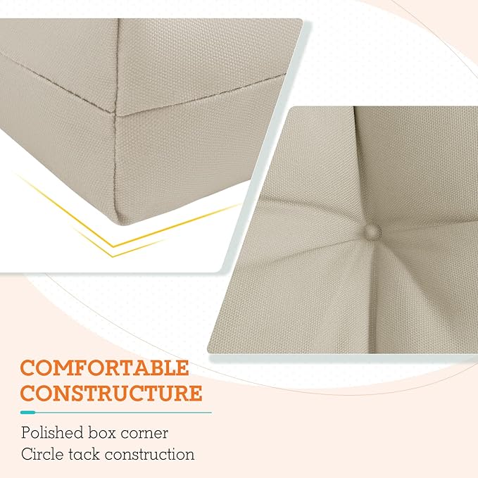 EAGLE PEAK Tufted Outdoor/Indoor High Back Patio Chair Cushion, Set of 1, 46'' x 22'', Beige