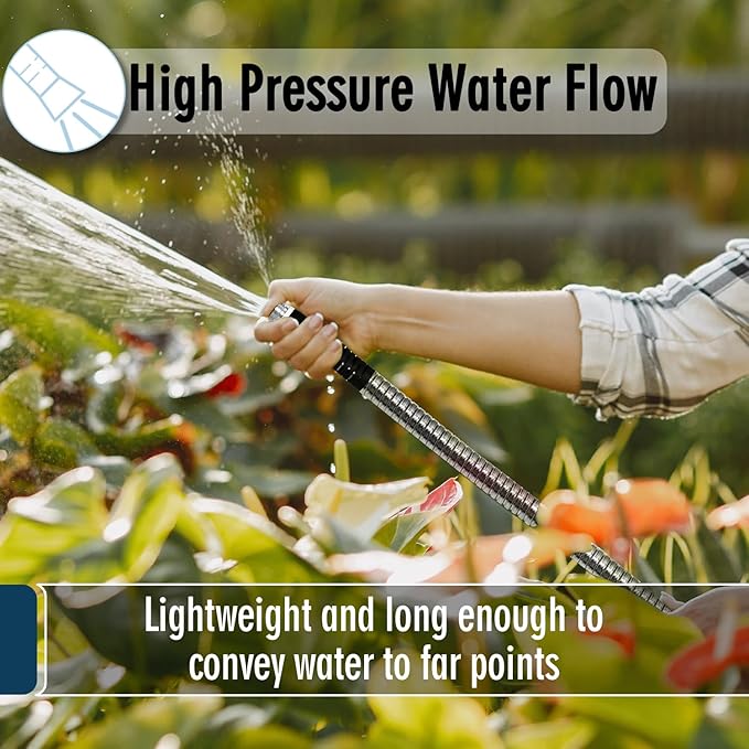 Stainless Steel Garden Hose 5FT, Perfect RV Accessory, Drinking Safe, Highly Flexible & Durable, Female to Male(Silver)