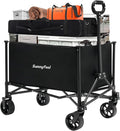 SUNNYFEEL Collapsible Wagon Cart with Wheels Foldable - 176lbs Standard Borderless Version Wagon Carts for Grocery Sports Garden Shopping Camping(Black, 164L)