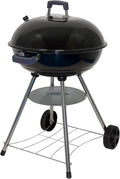 Megamaster 22" Heavy Duty Charcoal Barbecue Grill with Adjustable Air Vent, 354 SQ. In Cooking Area, Storage Rack, 2 Wheeled Portable Grill for Camping, Outdoor Cooking, and More - 810-23002