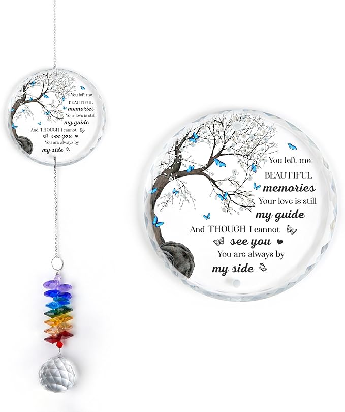 GIFTELIX Christmas Ornaments Butterfly Suncatcher - Sympathy Gift for Loss of Loved One - Memorial Suncatcher - Remembrance Gift for Loss - Grief Gifts for Women