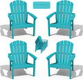 nevilywood Compact Stackable Adirondack Chairs Set of 4, 26.3" Wide HDPE Outdoor Patio Chairs - Durable, Space-Saving Design for Porch, Lawn or Garden, Aruba