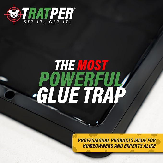 TRATPER Glue Traps for Mice,Rat,Mouse,Snake,Lizard,Insect. 6 Pack. Extra Strength,Pre-Baited Adhesive.Heavy Duty Plastic Tray.Non-Toxic,Chemical-Free Pest Control for Home. 6Pack