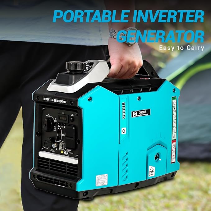 3000W Portable Inverter Generator, Super Quiet, Gas Powered for Camping, Tailgating, Home Emergency Use, RVs - Outdoor Power Equipment, EPA Compliant 2025 Version