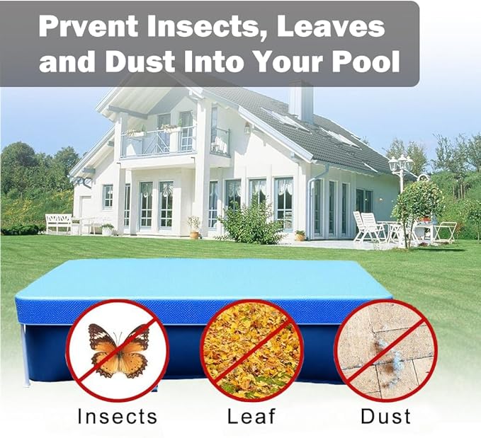 177 x 87 in Rectangle Pool Cover, 14x7 Rectangular Frame Swimming, 14 Foot Pool Cover, Durable PE Tarpaulin Dust Proof Rain Proof Garden Outdoor Above Ground Square Pools Cover (177''x87'')