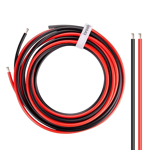 8 Gauge Wire - iGreely 30 FT Red & 30 FT Black 8 AWG Tinned Copper Electrical Wire Cable for Car Audio Automotive Trailer Marine Harness Wiring 8AWG 30Ft