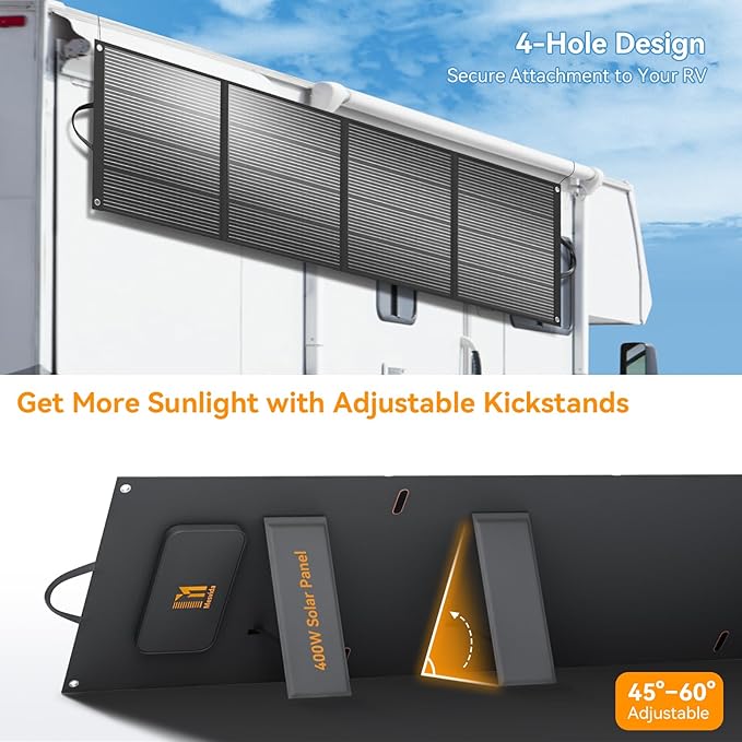 400 Watt Portable Folding Solar Panels IP68 Waterproof ETFE Coating 41V MC4 Output for Power Stations Solar Generator Camping Off-Grid RV Emergency Backup Hurricane