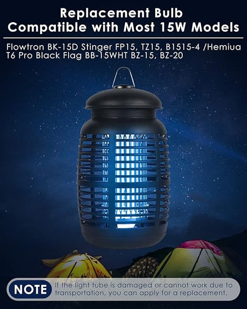2 Pack Replacement Bulbs FUL15W BL with 4 Pin Base, U Shaped Lamp Tube Compatible for Flowtron BK-15D, for Stinger FP15, for TZ15, for BB-15WHT, Indoor Outdoor 15W U Shape Light Bulbs for T6 T8 T9