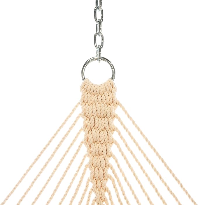 Original Pawleys Island Large Antique Beige Sunbrella Quilted Hammock – 13 ft. x 55 in., 2-Person, 450 lb Capacity, Oak Spreader Bar, Handcrafted in The USA