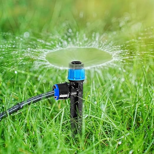 40PCS 1/4 inch Tubing Drip Irrigation Emitters Sprayer,360 Degree Drip Emitter Sprayer with Stake, Irrigation Dripper Sprinklers for Drip Irrigation System