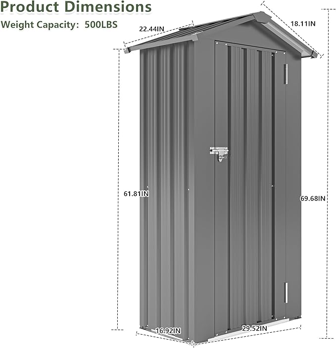 2.5x1.4 FT Outdoor Storage Shed, Tool Shed with Waterproof Roof and Lockable Door,Metal Shed with Adjustable Open Shelves for Backyard Garden Patio Lawn,Black