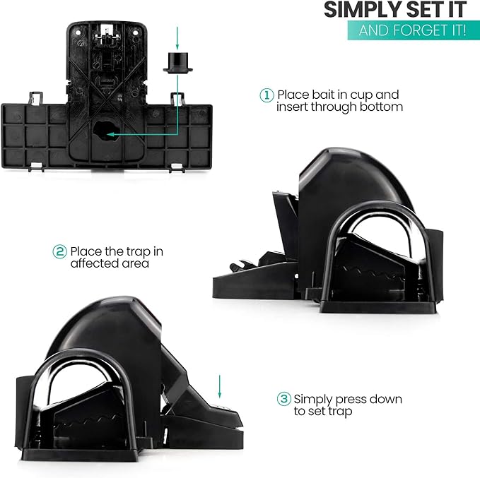 eXuby Pet-Safe & Child-Safe Rat Traps w/Tunnel Design – Dual Entry for Better Capture Rate - No Harmful Poison - Prevents Accidental Triggering - Avoid Finger Snapping - Setup in Seconds. (4 Pack)