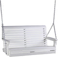 LuxCraft Rollback 5ft Recycled Plastic Plain Porch Swing with Flip Down Center Console
