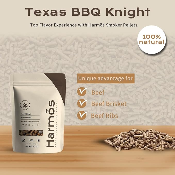 Harmos 4 Wood Pellet: Texas/Ninja BBQ, Hardwood Pellets for Smokers, 2 Sealed Packs