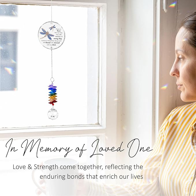 GIFTELIX Glass Suncatcher Ornament - Those we Love Don't go Away - Sympathy Gifts for Loss of Loved Ones - Bereavement Keepsake - Crystal Rainbow Maker - Hanging Crystal Decor - Daily Remembrance