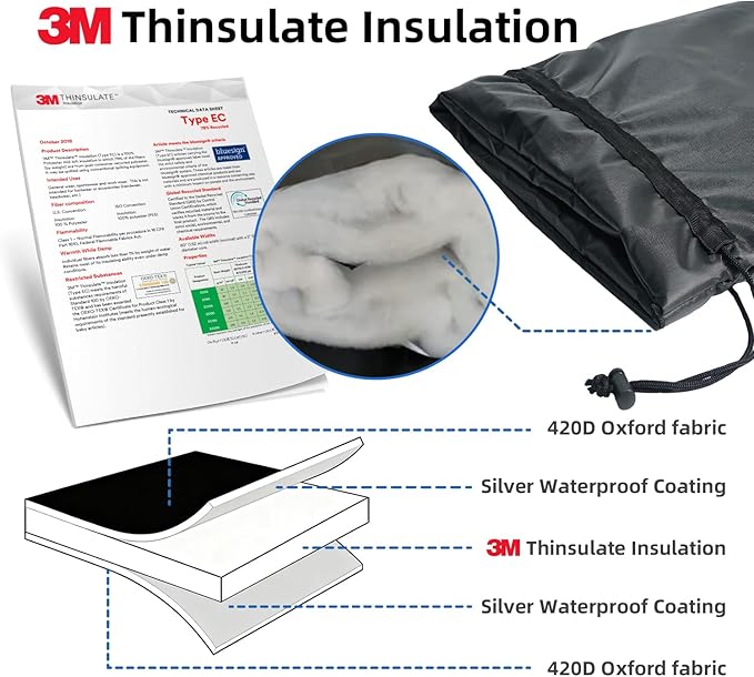 3M Thinsulate Outdoor Faucet Covers for Winter Freeze Protection, Thicker Waterproof Insulation Long Winter Sock for Outdoor Sprinkler Yard Hydrant Hose Bib Insulated Spigot Covers Black 15" x 35"