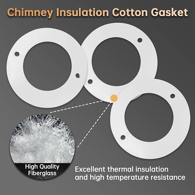4PCS Chimney Insulation Wool Parts, Heat Resistant Gasket Replacement for Traeger/Pit Boss and Camp Chef Wood Pellet Grill Smokers