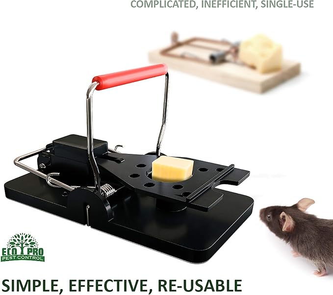 Mouse Trap by Eco Pro Pest Control | 6-Pack Reusable Small Rodent Traps | Indoor & Outdoor Mouse Traps | Easy Set Up, Quick Snap Kill Mice Traps (Bait Not Included) | Powerful Pest Control Traps