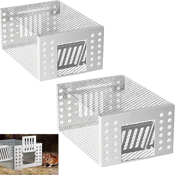 2026 Upgraded Stainless Steel Automatic Mouse Trap, Easy Setup for Indoor and Outdoor Use, Humane No-Kill Live Trap with One-Way Door, Catch & Release for Mice and Rodents (3)