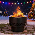 19In Smokeless Fire Pit - Wood Burning Firepit Table with Removable Ash Pan & Dust Bag, Outdoor Fireplace for Patio BBQ, Camping, Bonfire