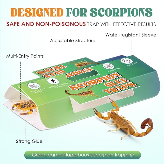 20 Pack Scorpion Glue Traps, Non Toxic Scorpion Killer for Home Indoor, Extra Sticky Glue Traps for Roaches, Bugs & Insects, Pet and Children Safe, Ready to Use, Ideal for Basement, Bathrooms,Garage